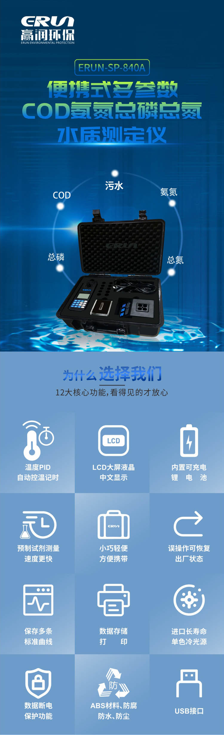 便攜式多參數(shù)COD、氨氮、總磷、總氮水質(zhì)測(cè)定儀