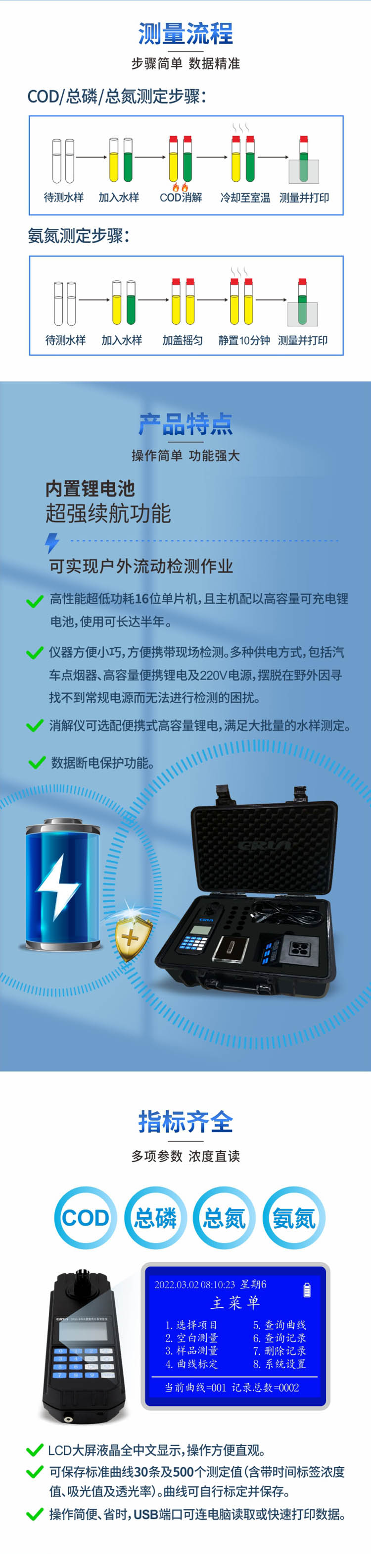 便攜式多參數(shù)COD、氨氮、總磷、總氮水質(zhì)測(cè)定儀